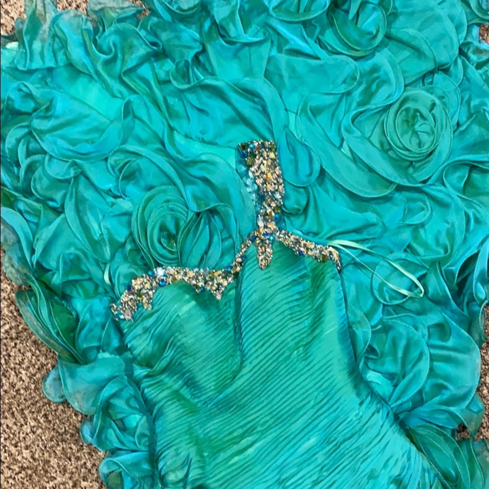 Sea foam green and teal iridescent prom dress